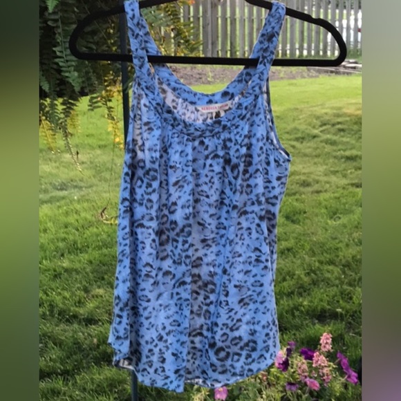 Rebecca Taylor Blue and Black Tank Top Blouse Size 2 - Picture 3 of 8